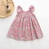 Baby Girls Dresses Ins Ameryka Maluch Dzieci Dress Marka Bawełna Lato Linny Obratki Księżniczka Odzież 210521