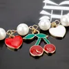 Dongsheng Fashion Vintage Sweet Red Cherry Charm Bangle Love Heart Pearls For Women Mujer Pulseras-25 Link Chain227I