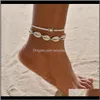 Bracelets de cheville Drop Livraison 2021 Cristal Flèche Feuille Gland Cheville Or Multicouche Wrap Chaîne Bracelet De Pied De Mode Bijoux De Plage Will et Sandy Dro