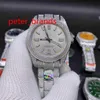 TOP QUAITY 41mm Shiny Diamonds Watches Silver Case Multicolor Dial Sapphire Mirror Automatic Men Smooth Hands Wristwatch 904L Stai252T