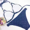 Sexig baddräkt Vitbyxa för kvinnor Dot Polka Beach Wear Baddräkt Padded Push-Up Bikini Set 210712