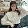 Nomikuma Korean Blouse Turn Down Collar Long Sleeve Shirt Solid Color Casual Loose Fashion Tops Blusas 3a867 220308