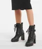 겨울 부츠 여자 이름 브랜드 발목 부츠 Macademia Genuine Leather Ankles Booties Martin Boots Black 및 Lace-Up Fashion Chunky Heel5326524