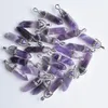 Natursten Charms Amethyst Hexagonal Healing Reiki Point Pendants för smycken Göra DIY Halsband Örhängen