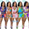 Women Tracksuits Designer 2 Piece Short Sets Summer Tie-dye Clothes Casual Short Sleeve Sexy T-Shirt Shorts Sportswear