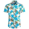 Verão Hawaiian Beach Camisa Homens Tropical Praia Floral Praia Camisa Mens De Manga Curta Vestuário de Férias Chemise Homme 2xL 210522