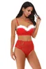 Womens Sexy Set V-neck Low Chest Comfortable Breathable Bra Christmas Fun Lace Underpants