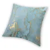 Cojín/Almohada decorativa Efecto dorado Azul turquesa Verde azulado Marmoleado Funda cuadrada Funda de almohada decorativa novedosa