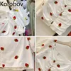 Korobov Primavera Verão Nova Chegada Camisas Coreano Doce Impressão Mulheres Blusas Vintage Elegante Quadrado Collar Blusas Mujer 210430