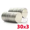 Hooks Rails 30X3 Round Ndfeb Neodymium Magnet N35 Super Powerful Small Imanes Permanent Magnetic Disc Strong Block Adhesive Tape9470703