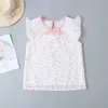 Summer Children Sets Casual Cute Sleeveless Wave Point Bow Tops Pink Short Pants Baby Girl Clothes 210629