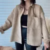 Streetwear Women Solid Corduroy Jacket Fashion Ladies Turn Down Collar Loose Tops Causal Female Chic Pocket 210520