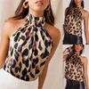 Hot Dames Leopard Print Halter Hals T-shirt Tops Vest Zomer Cocktail Party Beach T-shirts Casual Streetwear T-shirt Tee Shirts X0527