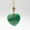 Rzeźbione naturalne zielone jadecie serce wisiorek chiński miłość naszyjnik urok jadeite biżuteria moda Lucky Man Woman Amulet prezenty345y