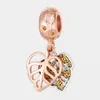 Fit braccialetto di fascino Pandora Charms in argento europeo Ciondolo foglie di cristallo Chiave di blocco cuore Ciondola catena serpente fai da te per gioielli collana braccialetto