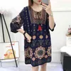 Femmes Robe Indienne D'été Femme Lâche Imprimé Baroque Vintage Indie Folk Causal Boho Plage Mini es Robe 210423