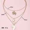 Pendentif colliers YEYULIN mode Portrait éléphant afrique carte collier multicouche chaîne tour de cou pour les femmes fête bijoux cadeau