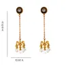 Gold Color Crystal Chandelier Long for Women Ladies Ear accessories Dangle Ethnic Earrings Jewelry Candlestick