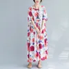 Johnature Femmes Imprimer Robes Florales O-Cou À Manches Courtes Robes Lâches Été Style Coréen Femmes Vêtements Robes Décontractées 210521