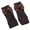 Fingerless Gloves Knitted Long Winter Simple Style Warm Brown/black/white