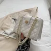 Kvinnors Kedja Tote Rhombus Gitter Axel Hand PU Läder Crossbody Quilted Plaid Messenger Väskor