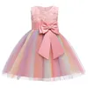 Baby Christmas Lace Tutu Arco-íris Princesa Dress Kids Vestidos para Meninas Festa de Aniversário Crianças roupas 2 3 10 Anos 210331