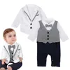 New Autumn Winter Infant Baby Boys Cotton Set New Pattern Boy Suit Butterfly Bow Tie Knot Sleeve One-piece Garment Suit Outfit G1023