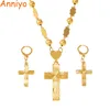 Anniyo Cross Pendant Earings Balls Bead Chain Necklaces for Women Micronesia Pohnpei Chuuk Jewelry Sets #1592064629592