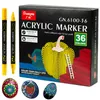 Stylos marqueurs de peinture acrylique, 36 couleurs, pointe Fine et à points pour peinture sur roche, tasse, céramique, verre, bois, tissu, toile, métal, 2202147854001