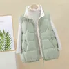 Solid Women Sleeveless Jacket Quilted Zipper Autumn Winter Vests Ladies Stand Collar Padded Casual Waistcoat for Female Fashion 211120