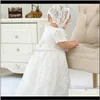 Robes Vêtements Bébé Enfants Maternité Drop Livraison 2021 Born Baptême Robe Filles 024M Robe Dentelle Solide Dos Sangle Vêtements Bébé Tenues Blanc