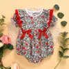Летний милый ползунок цветок бантиквальщики одежда для малышей детские девочки боди рождены 210528