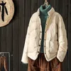 Women Down Jacket Thin Spring Autumn Coat White Duck Ladies Short Stand-Up Collar Loose 210923