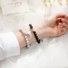 Beaded Strands 2pcs Natural Stone Beads Bracelet Set For Women Men Attractive Distance Heart Magnetic Bracelets Friendship Couple300O