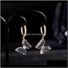 Stud Jewelry Drop Delivery 2021 Pretty 3D Diamond Zirconia Glass Crystal Butterfly Fashion Luxury Designer Clip On Earrings For Woman Girls G