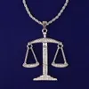 Balance Scales Pendant Full Cubic Zircon Iced Out Men's Hip Hop Rock Jewelry Gold Silver Color30s