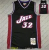 Homens retrô Basquete Utahcity Equipe 32 Karl Malone 12 John Stockton Mitchellness 1996-97 Hardwoods Clássico Jersey