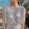 Vestido ricamato Bohemian High Waist Sexy Backless Dress Signora Signora Manica Donne Bianco Beach Summer Dresses Femminile Robes 210520