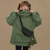 Frog hoodie harajuku tröja kvinnor s söta japan topp kreativa sömmar söta grodor pullover ficka tot sälj 210924