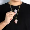 Collane con ciondolo US7 Collana a forma di cuore ghiacciato Micro pavé di pietre CZ Solid Back For MenWomen Trendy Hip Hop Jewelry Gifts