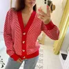 HLBCBG Single Breasted V-hals Dames Button Black Christmas Tree Cardigan Sweater Gebreide Losse Oversized Jumper Top Jas 210812