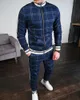 Men's Tracksuits Gentlemans Tracksuit Flower Plaid Suit Jacket + Pants Sports High Quality 3D Printing Zipper Two-Piece Set Spot Europe 3XL
