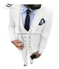 3 Piece Casual Men's Silver Grey Slim Fit Prom White Tuxedos Point Solid Business Suits For Wedding Grooms (Blazer+Vest+Pants) X0608