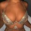 2024 DJ Stonefans Nachtclub Sexy Bralette Strass BH Brust Bikini Körper Halskette Bauch Taille Kette Harness Unterwäsche Outfits X0726 Spor