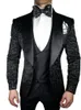 Costumes pour hommes Blazers Veste Pantalon Gilet Beau Jacquard Noir 3 Pièces Marié Tuexdos Pour Mariage Formel Costume De Bal Fête Ev215c