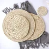 Mats Pads Ronde Rotan Placemats Corn Husk Weven Tafel Mat Handgemaakte Weave Pad Isolatiebeker Coasters Straw Bowl