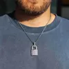 CZ Lock Pendant Necklace 4mm Tennis Chain Bling Cubic Zircon Charm Choker For Men Women Hip Hop Jewelry