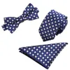 Mężczyźni Tuxedo Jacquard Woven Necktie Bow Tie chusteczka Party Pocket Square Set BWTQN0086