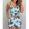 Verão mulheres duas peças conjunto plus size casual curto macacão mulheres magros conjuntos curtos v pescoço floral impressão praia wear macacão 2021 y0702