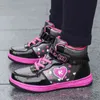 Children Winter Girls Boots 4-10 Years Kids Warm Shoes PLUSH FASHION FLATS FOR CHILD GIRL SIZE 27-37,PINK,BLACK HT005 211108